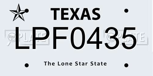 LPF0435 Texas License Plate