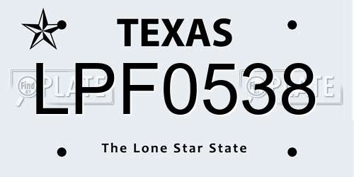 LPF0538 Texas License Plate