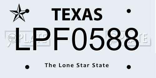 LPF0588 Texas License Plate