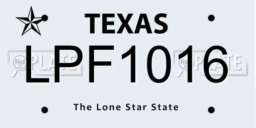 LPF1016 Texas License Plate