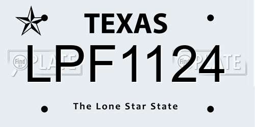 LPF1124 Texas License Plate