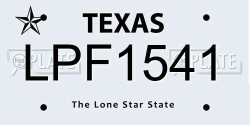 LPF1541 Texas License Plate