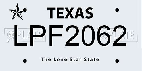 LPF2062 Texas License Plate