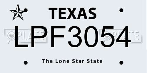 LPF3054 Texas License Plate