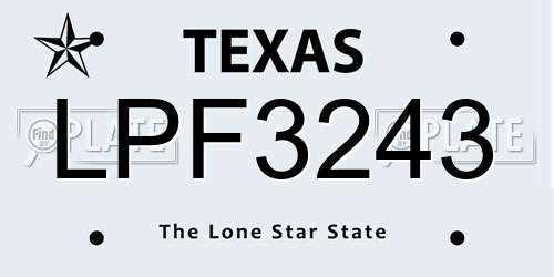 LPF3243 Texas License Plate