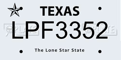 LPF3352 Texas License Plate