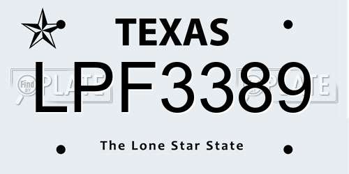 LPF3389 Texas License Plate