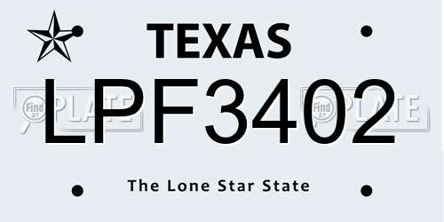 LPF3402 Texas License Plate