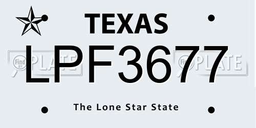 LPF3677 Texas License Plate