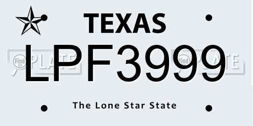 LPF3999 Texas License Plate
