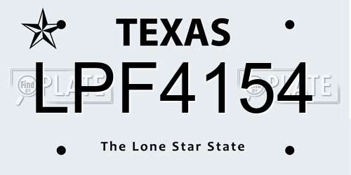 LPF4154 Texas License Plate
