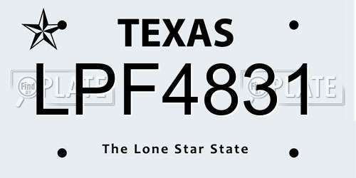 LPF4831 Texas License Plate