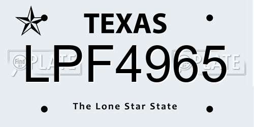 LPF4965 Texas License Plate