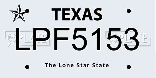 LPF5153 Texas License Plate