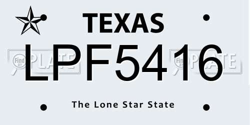 LPF5416 Texas License Plate