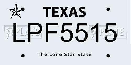 LPF5515 Texas License Plate