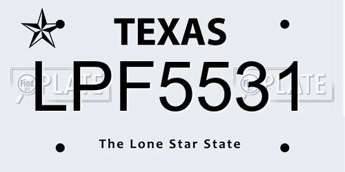 LPF5531 Texas License Plate