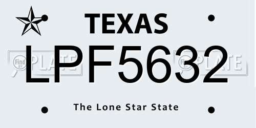 LPF5632 Texas License Plate