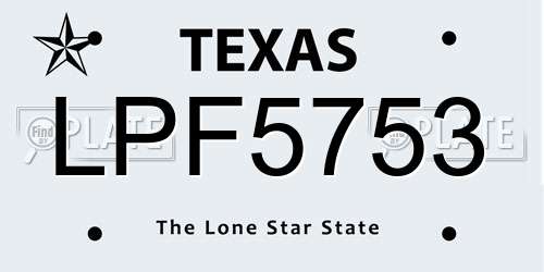 LPF5753 Texas License Plate