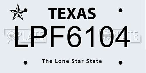 LPF6104 Texas License Plate