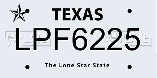 LPF6225 Texas License Plate