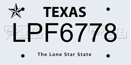 LPF6778 Texas License Plate