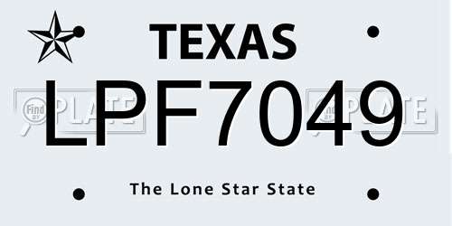 LPF7049 Texas License Plate