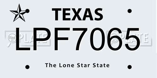 LPF7065 Texas License Plate