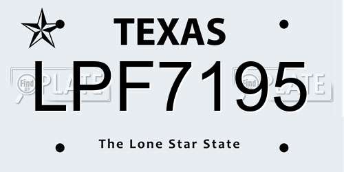 LPF7195 Texas License Plate