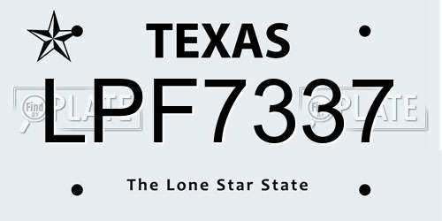 LPF7337 Texas License Plate
