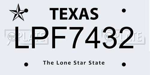 LPF7432 Texas License Plate