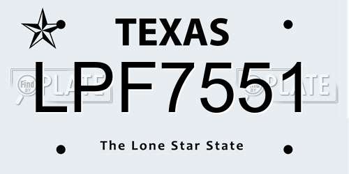 LPF7551 Texas License Plate