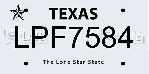 LPF7584 Texas License Plate