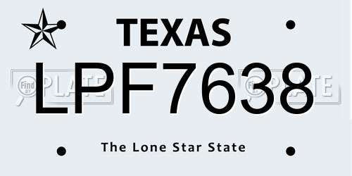 LPF7638 Texas License Plate