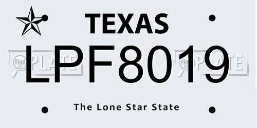 LPF8019 Texas License Plate