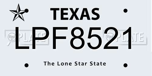 LPF8521 Texas License Plate