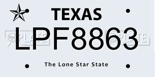 LPF8863 Texas License Plate