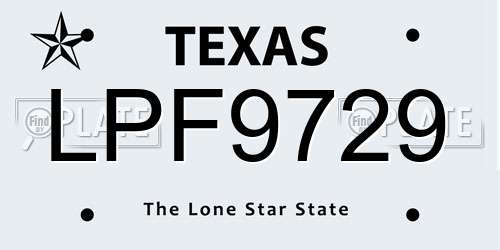LPF9729 Texas License Plate