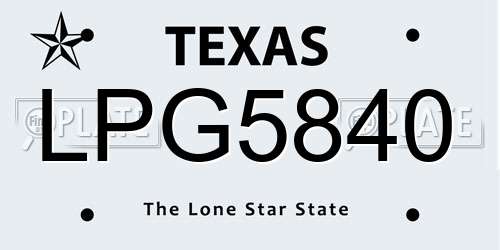 LPG5840 Texas License Plate