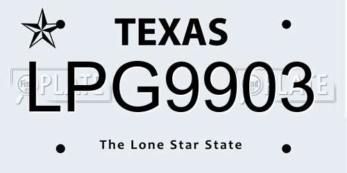 LPG9903 Texas License Plate