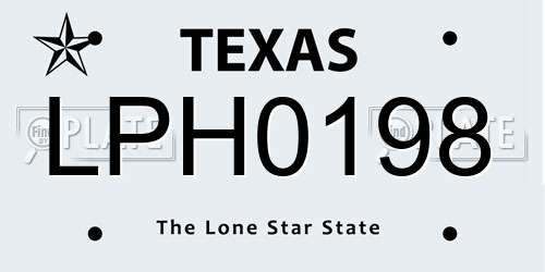 LPH0198 Texas License Plate
