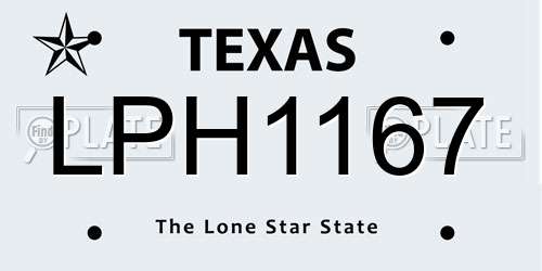 LPH1167 Texas License Plate