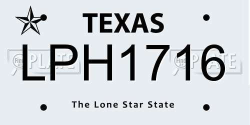LPH1716 Texas License Plate