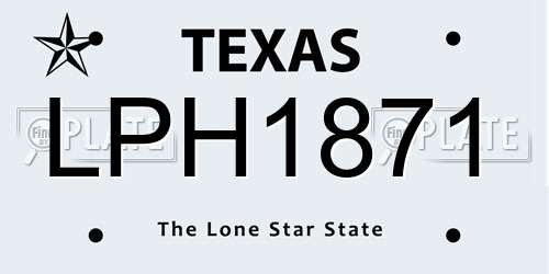 LPH1871 Texas License Plate