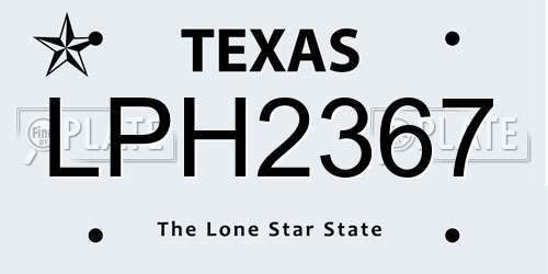 LPH2367 Texas License Plate