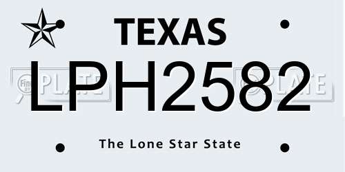 LPH2582 Texas License Plate