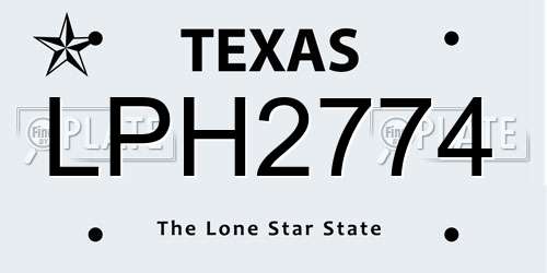 LPH2774 Texas License Plate