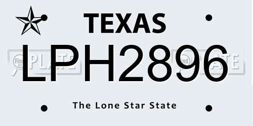 LPH2896 Texas License Plate