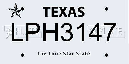 LPH3147 Texas License Plate