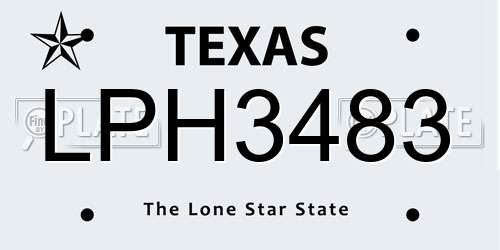 LPH3483 Texas License Plate